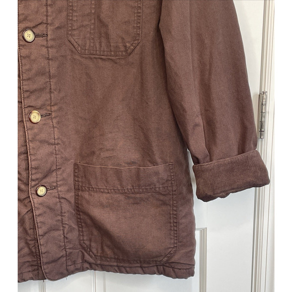 Vtg Structure Men's Chore Jacket Sz M Leather Collar Sherpa Lined Work Barn Farm - Picture 2 of 16